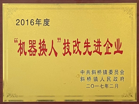 2016年度“機器換人”技改先進企業(yè)